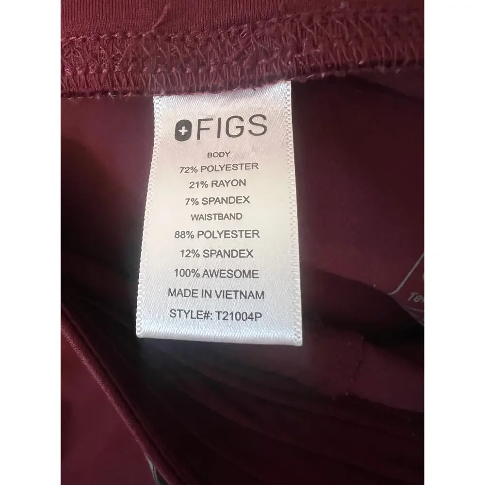 Figs Cairo Cargo Scrub Pants Burgundy Men's XL Elastic Waist Straight Medical